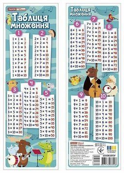 Закладка двостороння. Таблиця множення (від 1 до 10)‬‬ Ранок. Наочні посібники 4827476933948 фото