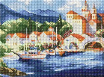 Алмазна мозаїка/вишивка Гірське містечко 30*40 см Ідейка AMO 7913 AMO7913 фото