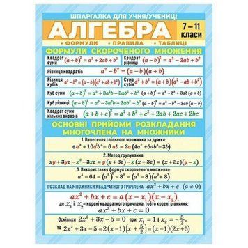 Шпаргалка. Алгебра. 7-11 клас 4823076149345 фото